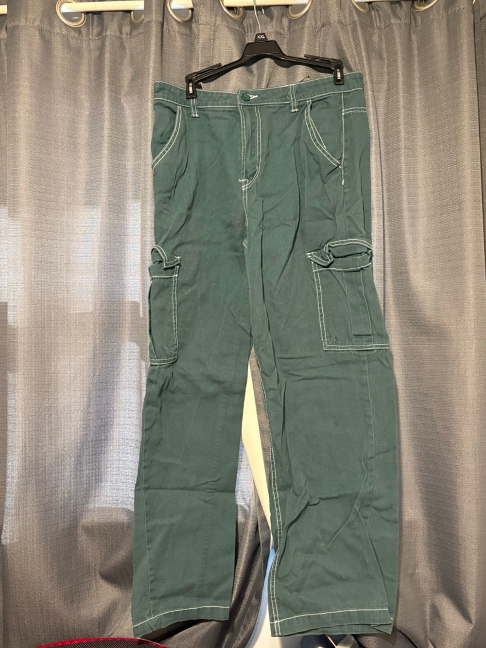 H&M Dark Teal Cargo Pants with Contrast Stitching